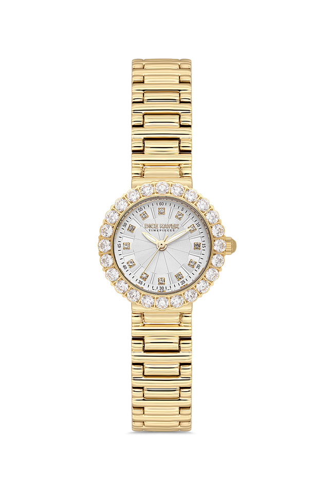 Dice Kayek AG1461.20 women's watch with silver dial, gold-tone case and stainless steel bracelet – front view