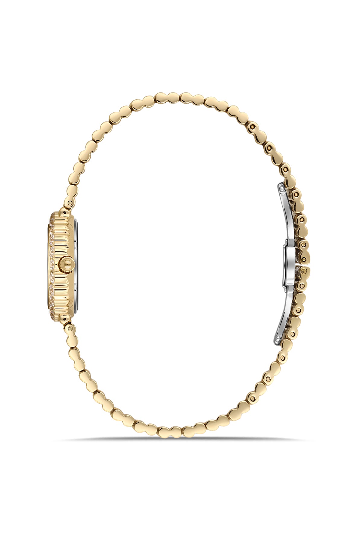 Dice Kayek AG1461.20 women's watch with silver dial, gold-tone case and stainless steel bracelet – side view