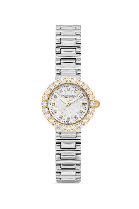 Dice Kayek AG1461.40 women's watch with silver dial, two-tone silver and gold case and stainless steel bracelet – front view