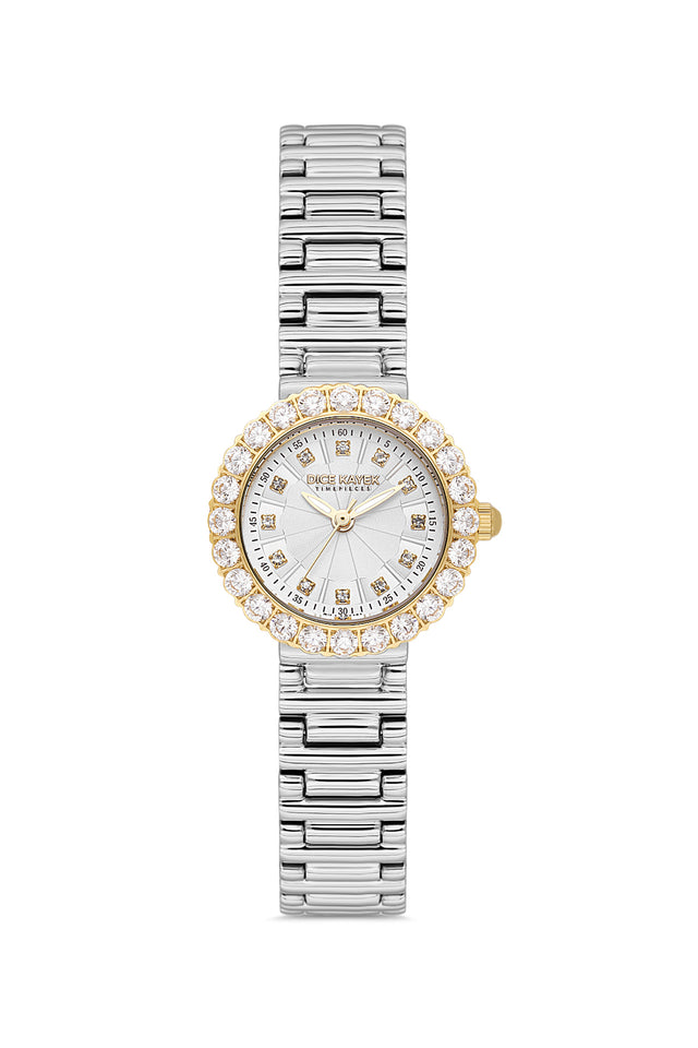 Dice Kayek AG1461.40 women's watch with silver dial, two-tone silver and gold case and stainless steel bracelet – front view