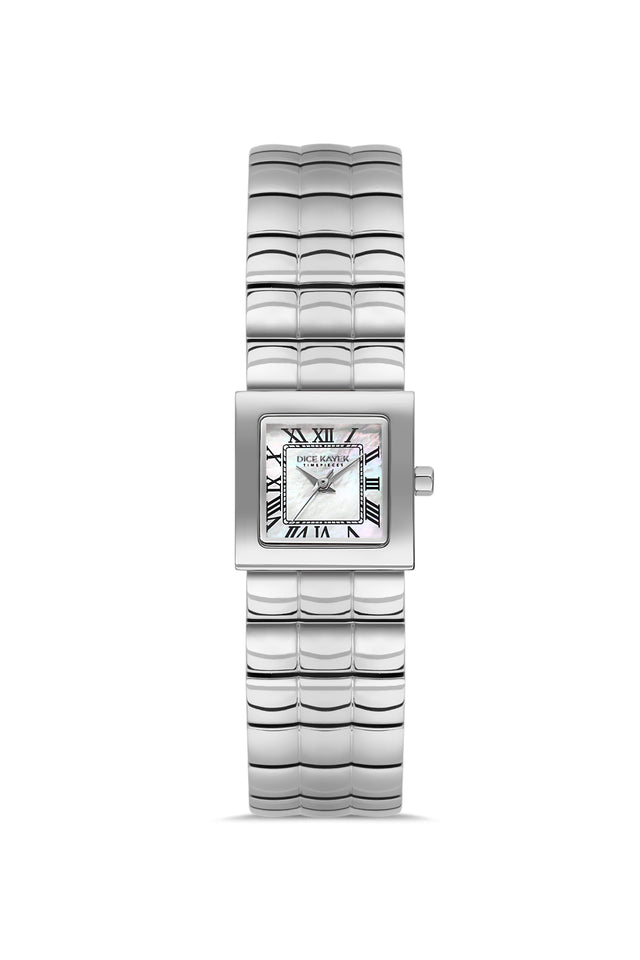 Dice Kayek AG1462.10 women's watch with white mother-of-pearl dial, silver-tone case and stainless steel bracelet – front view