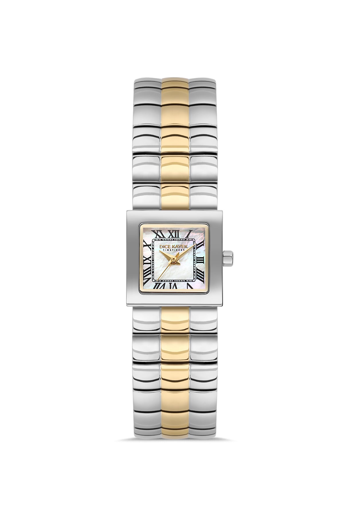 Dice Kayek AG1462.40 women's watch with white mother-of-pearl dial, two-tone silver and gold case and stainless steel bracelet – front view