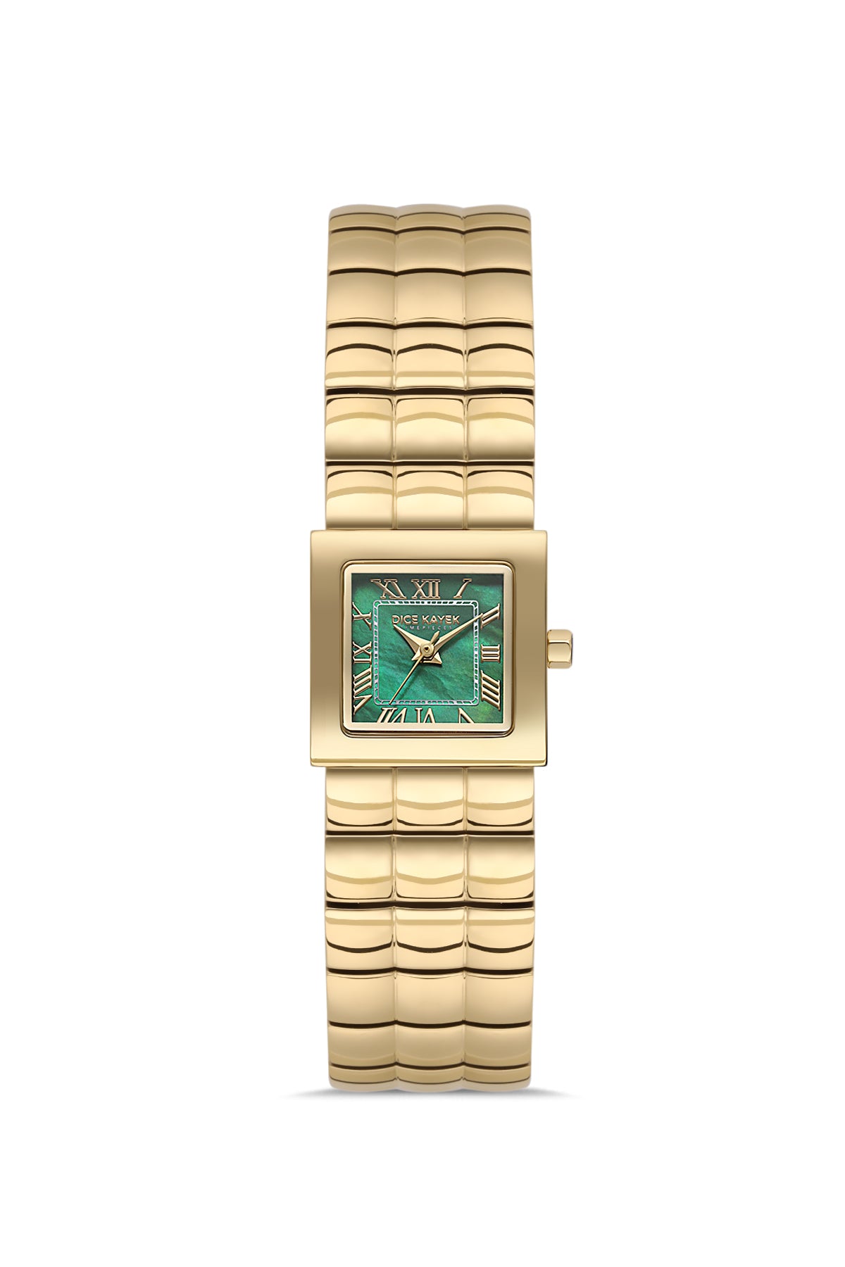 Dice Kayek AG1462.49 women's watch with green mother-of-pearl dial, gold-tone case and stainless steel bracelet – front view