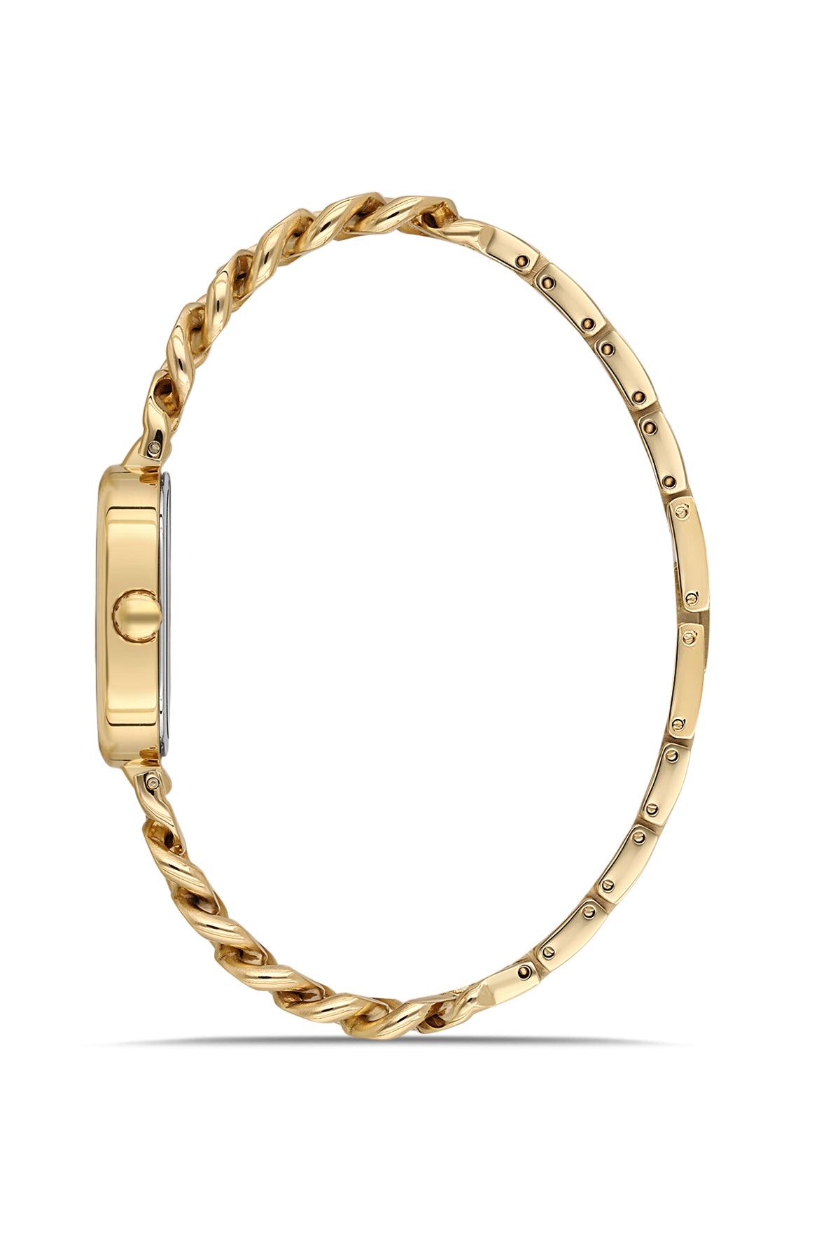 Dice Kayek AG1464.213 women's watch with burgundy dial, gold-tone case and stainless steel bracelet – side view