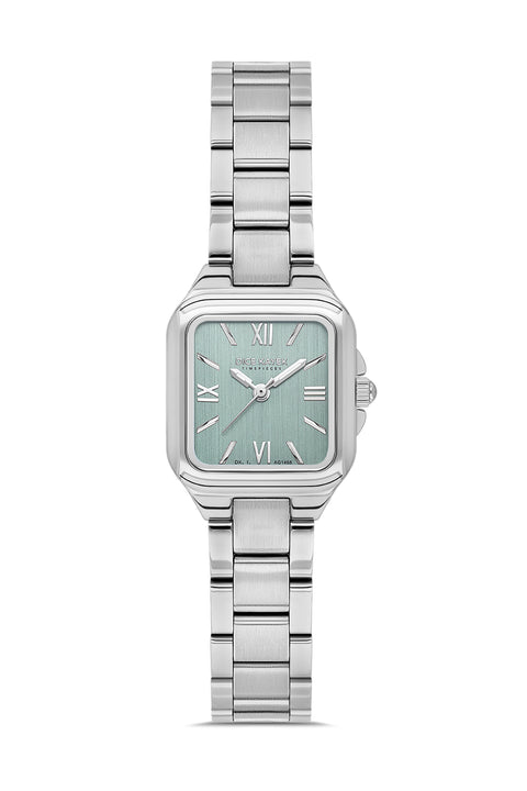Dice Kayek AG1468.110 women's watch with turquoise dial, silver-tone case and stainless steel bracelet – front view