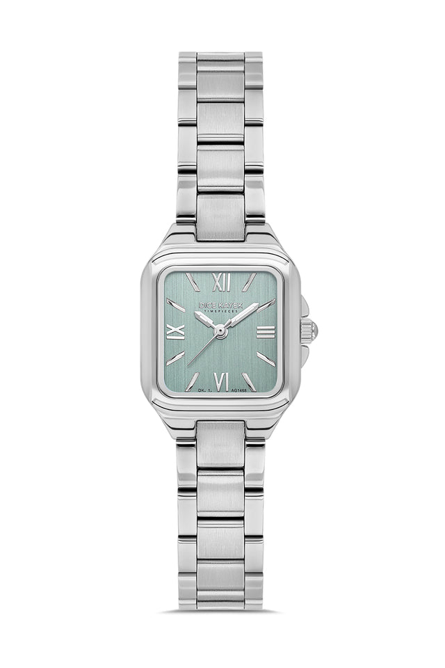 Dice Kayek AG1468.110 women's watch with turquoise dial, silver-tone case and stainless steel bracelet – front view