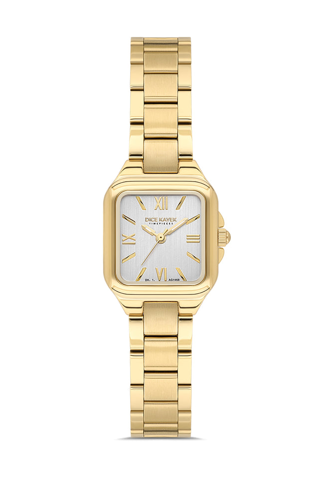 Dice Kayek AG1468.20 women's watch with silver dial, gold-tone case and stainless steel bracelet – front view