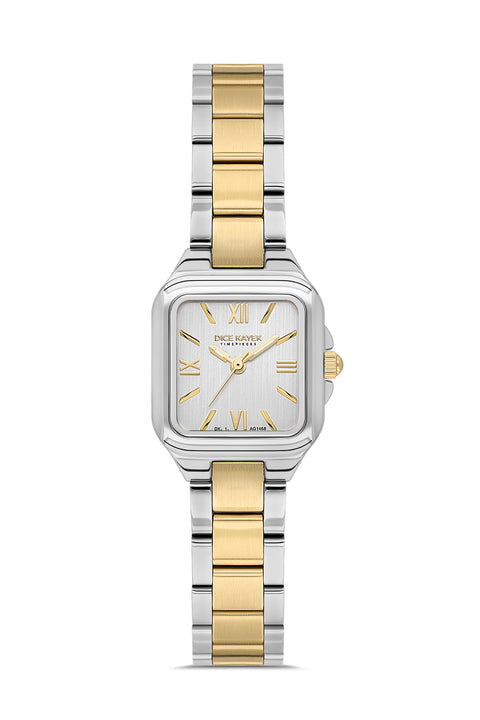 Dice Kayek AG1468.40 women's watch with silver dial, two-tone silver and gold case and stainless steel bracelet – front view