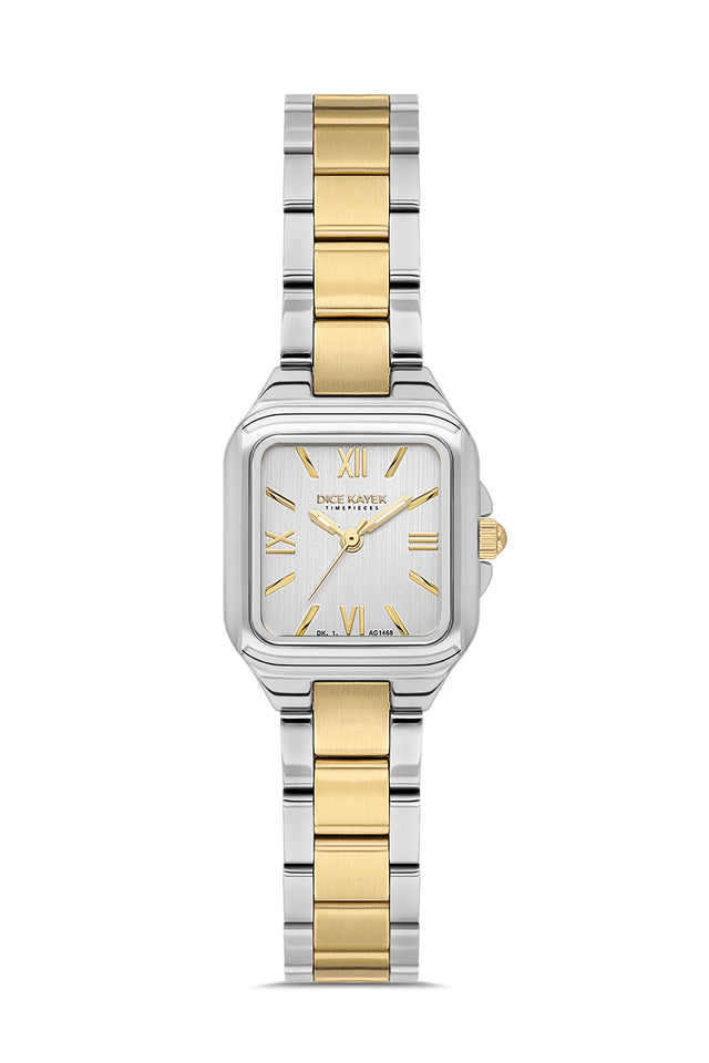Dice Kayek AG1468.40 women's watch with silver dial, two-tone silver and gold case and stainless steel bracelet – front view