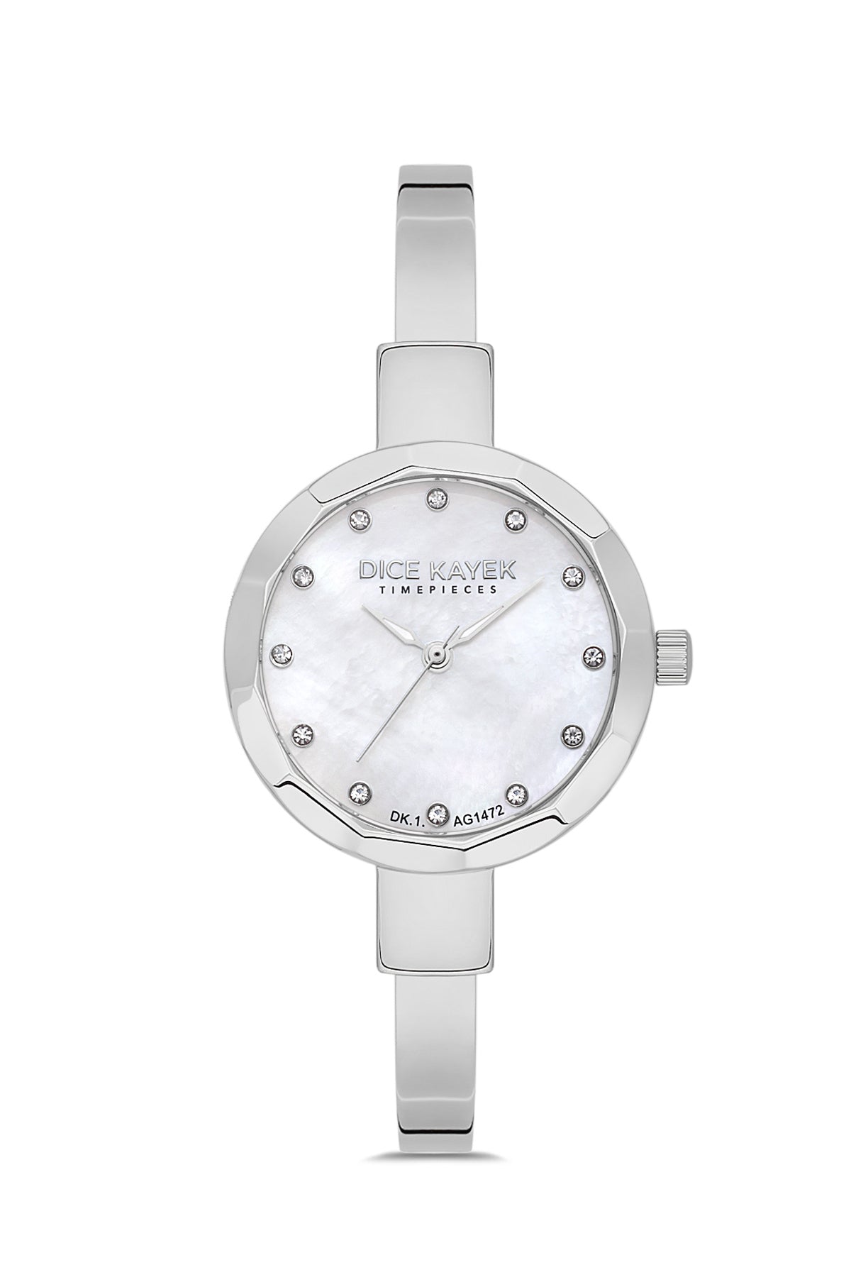 Dice Kayek AG1472.10 women's watch with white mother-of-pearl dial, silver-tone case and stainless steel bracelet – front view