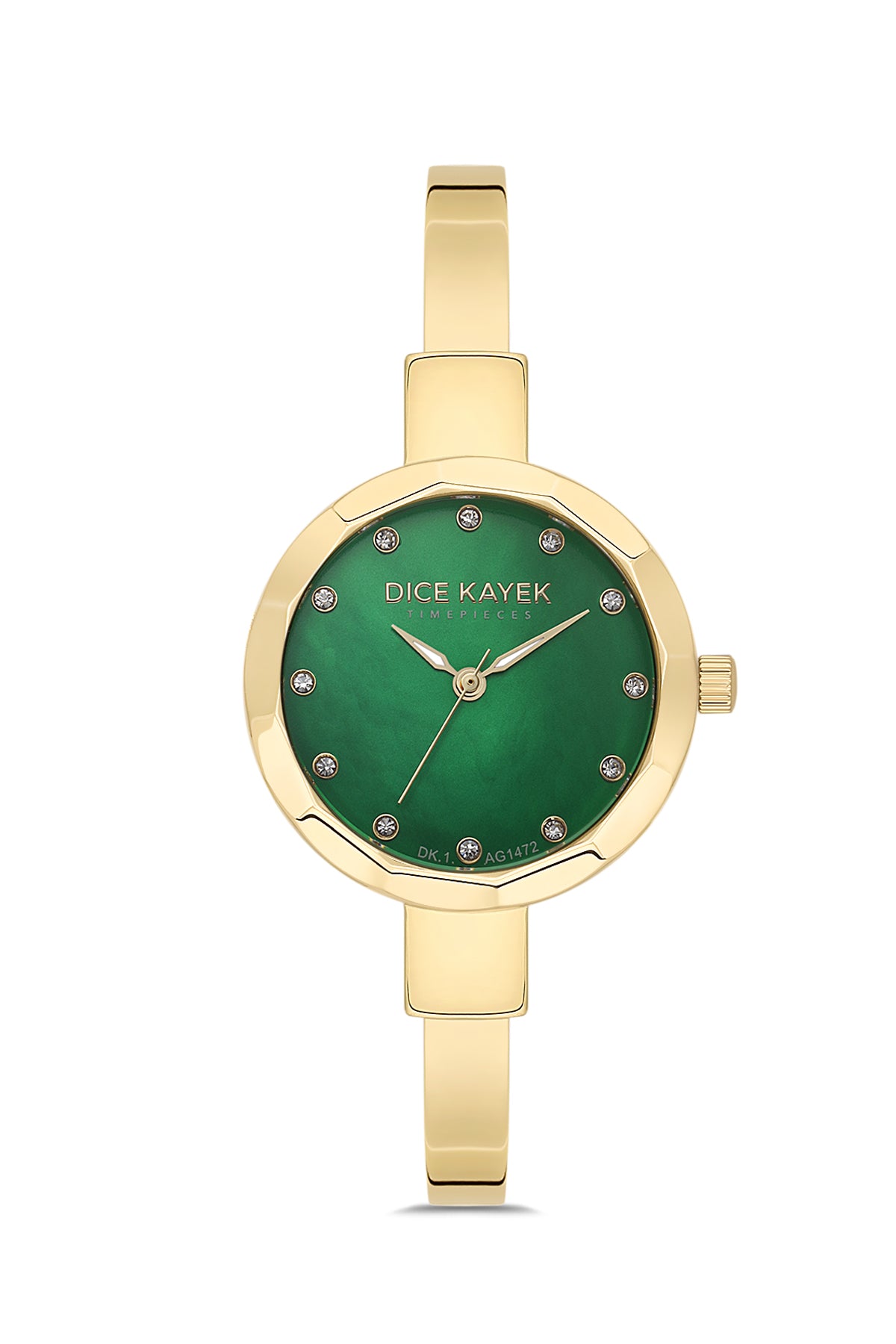Dice Kayek AG1472.29 women's watch with green mother-of-pearl dial, gold-tone case and stainless steel bracelet – front view