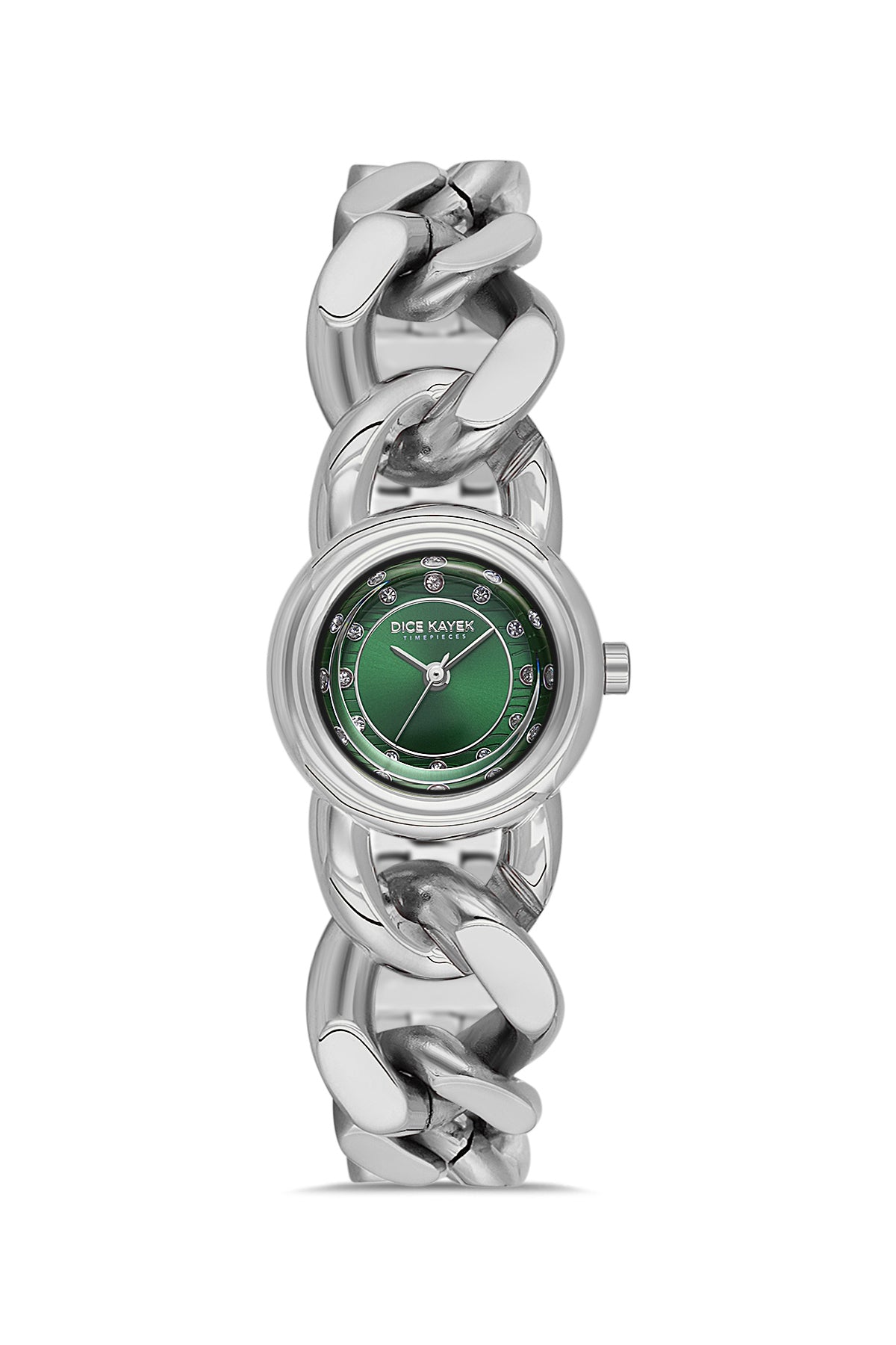 Dice Kayek AG1474.19 women's watch with green dial, silver-tone case and stainless steel bracelet – front view