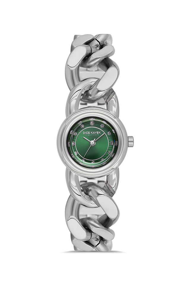 Dice Kayek AG1474.19 women's watch with green dial, silver-tone case and stainless steel bracelet – front view