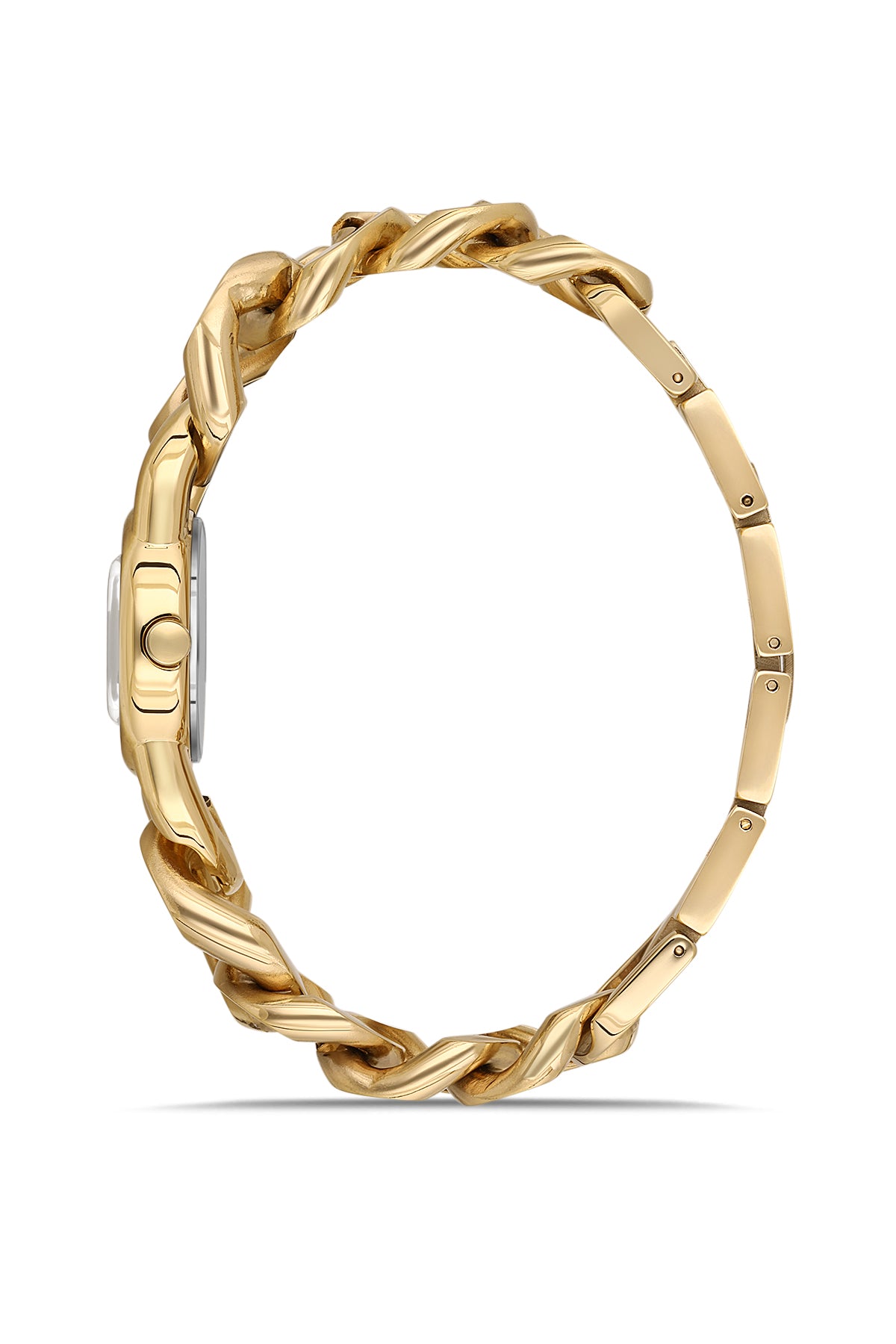 Dice Kayek AG1474.20 women's watch with silver dial, gold-tone case and stainless steel bracelet – side view