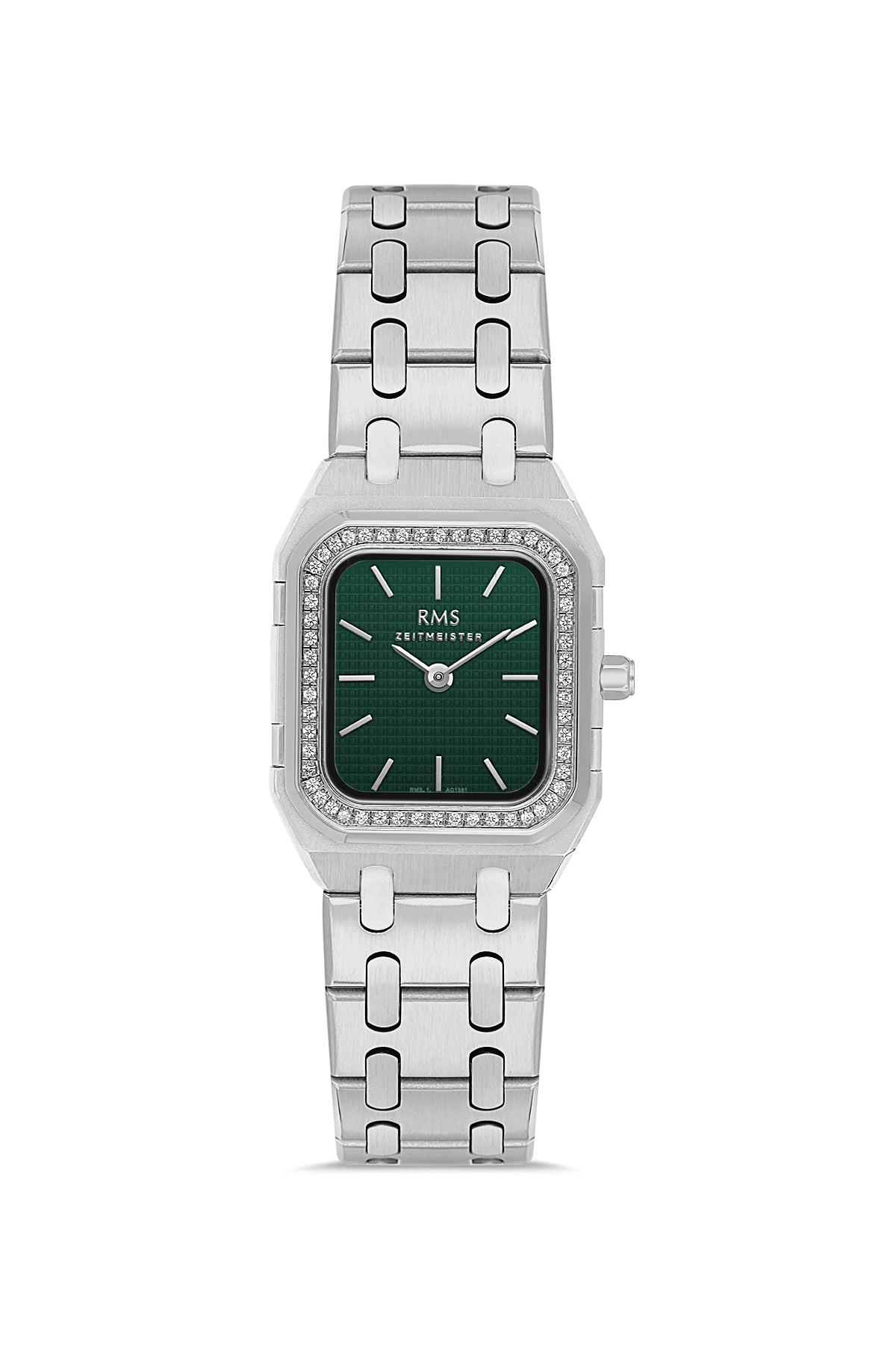 RMS Zeitmeister AG1581.03 women's watch with green dial, silver-tone case and stainless steel bracelet – front view