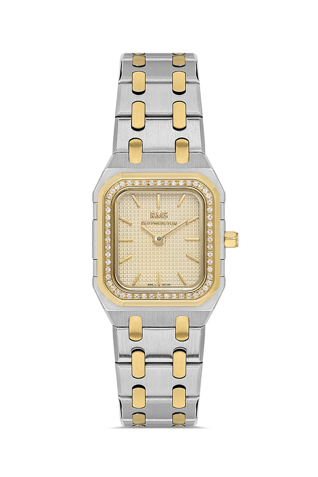 RMS Zeitmeister AG1581.04 women's watch with champagne dial, two-tone case and stainless steel bracelet – front view
