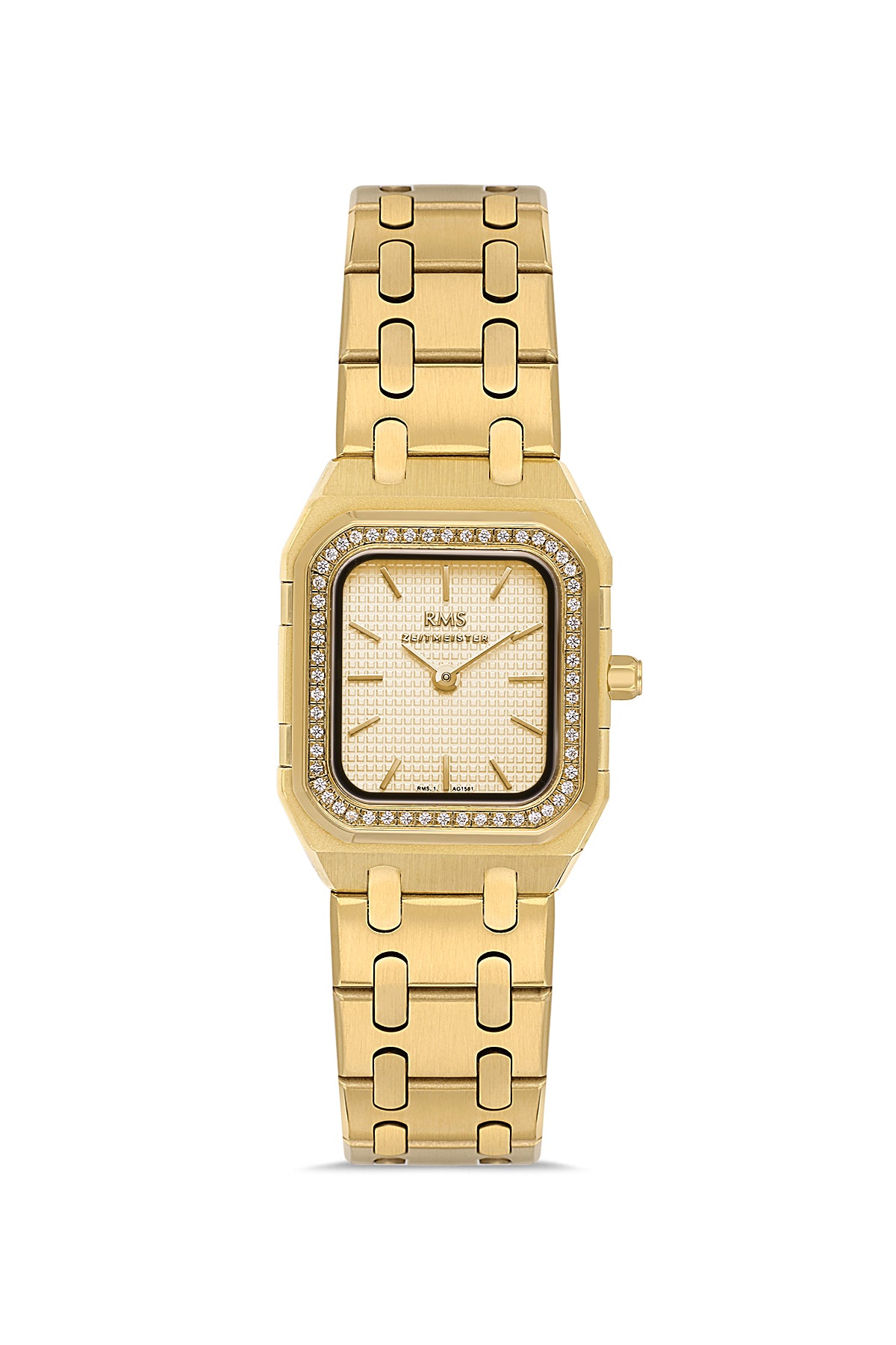 RMS Zeitmeister AG1581.07 women's watch with gold dial, gold-tone case and stainless steel bracelet – front view