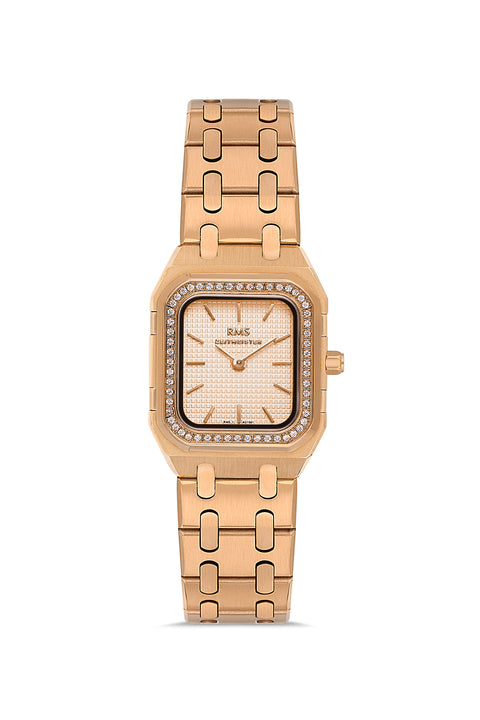 RMS Zeitmeister AG1581.10 women's watch with rose dial, rose gold-tone case and stainless steel bracelet – front view