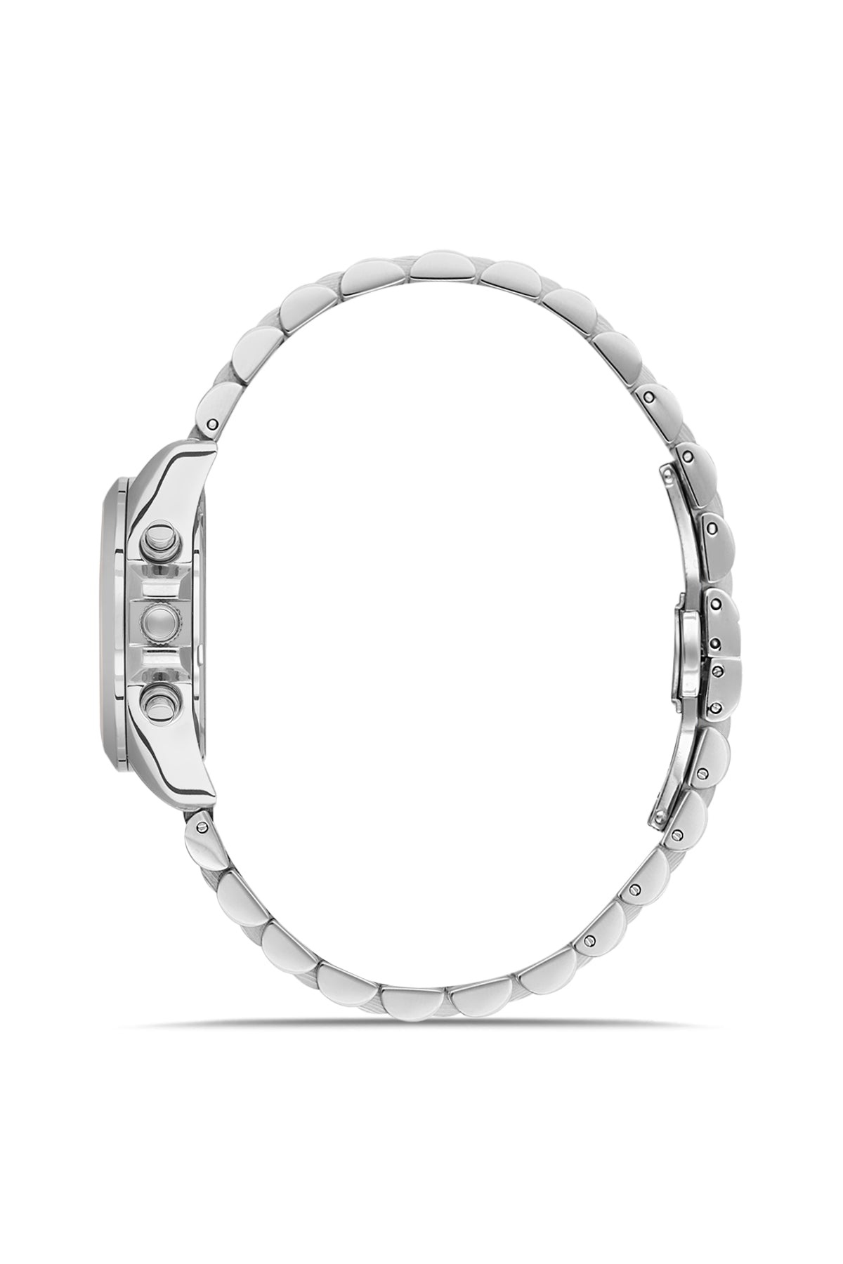 RMS Zeitmeister AG1599.03 women's chronograph watch with blue dial, silver-tone case and stainless steel bracelet – side view