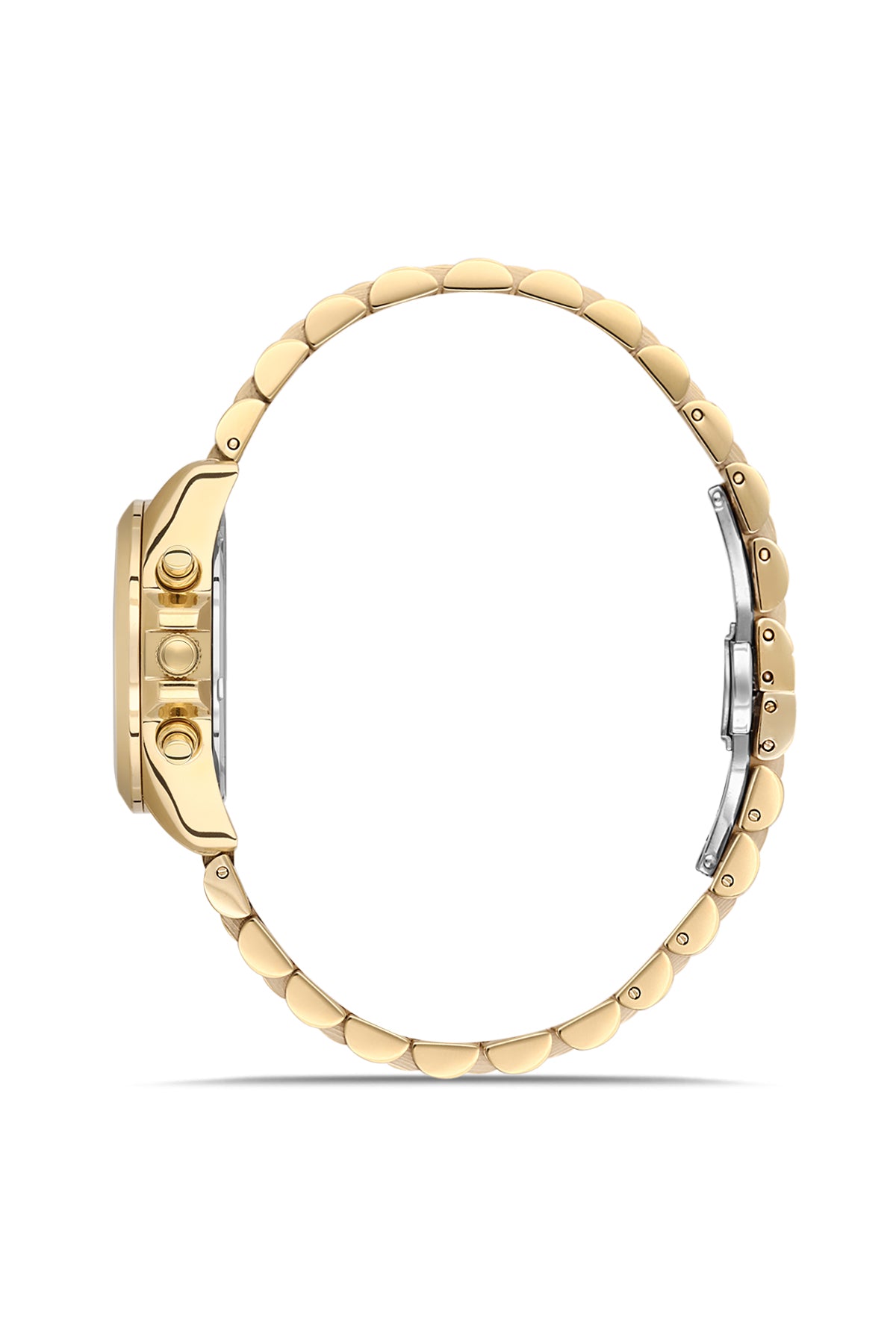 RMS Zeitmeister AG1599.07 women's chronograph watch with champagne dial, gold-tone case and stainless steel bracelet – side view