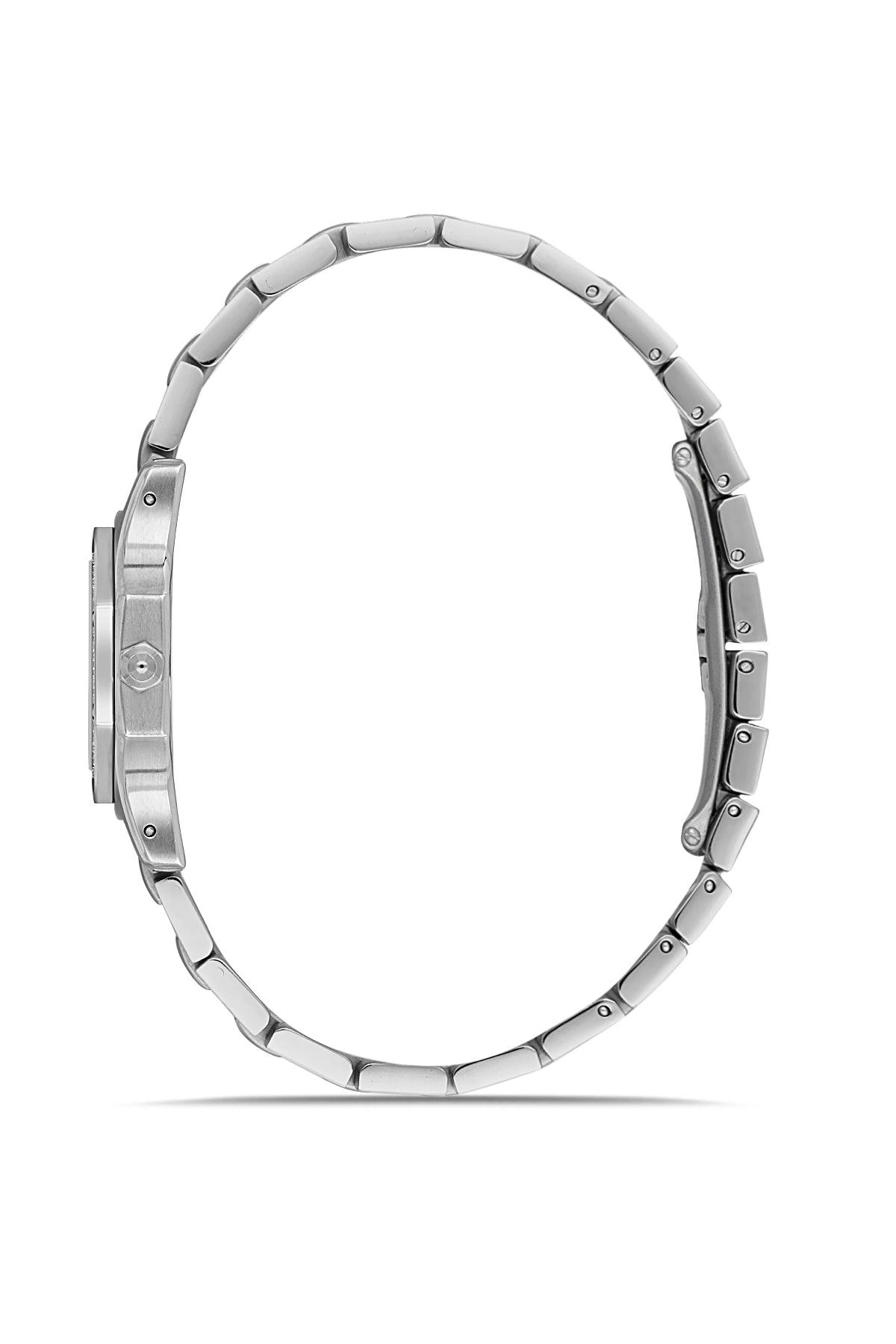 RMS Zeitmeister AG2107.12 women's watch with black mother-of-pearl dial, silver-tone case and stainless steel bracelet – side view