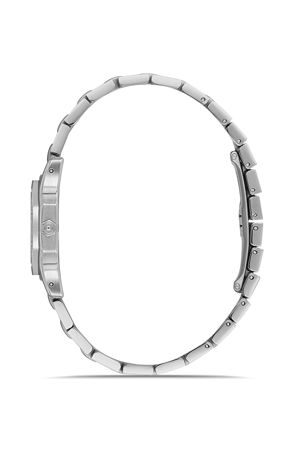 RMS Zeitmeister AG2107.13 women's watch with blue mother-of-pearl dial, silver-tone case and stainless steel bracelet – side view