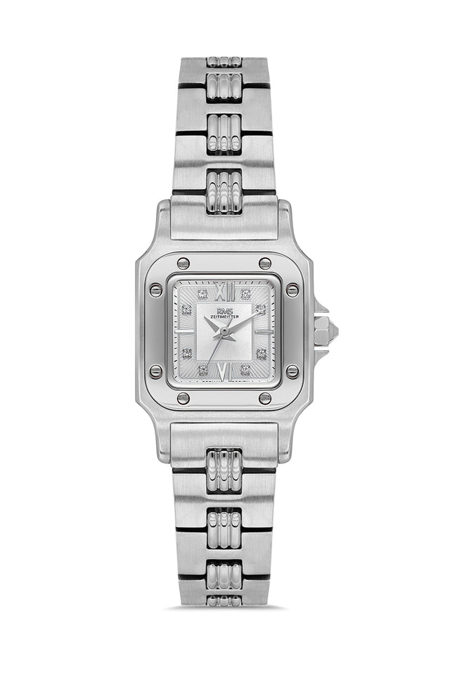 RMS Zeitmeister AG2108.10 women's watch with silver dial, silver-tone case and stainless steel bracelet – front view