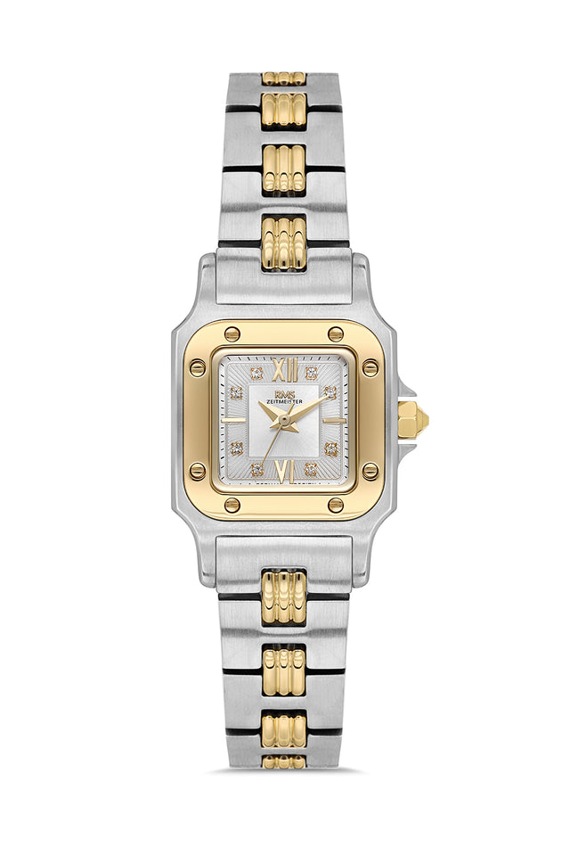 RMS Zeitmeister AG2108.41 women's watch with silver dial, two-tone case and stainless steel bracelet – front view