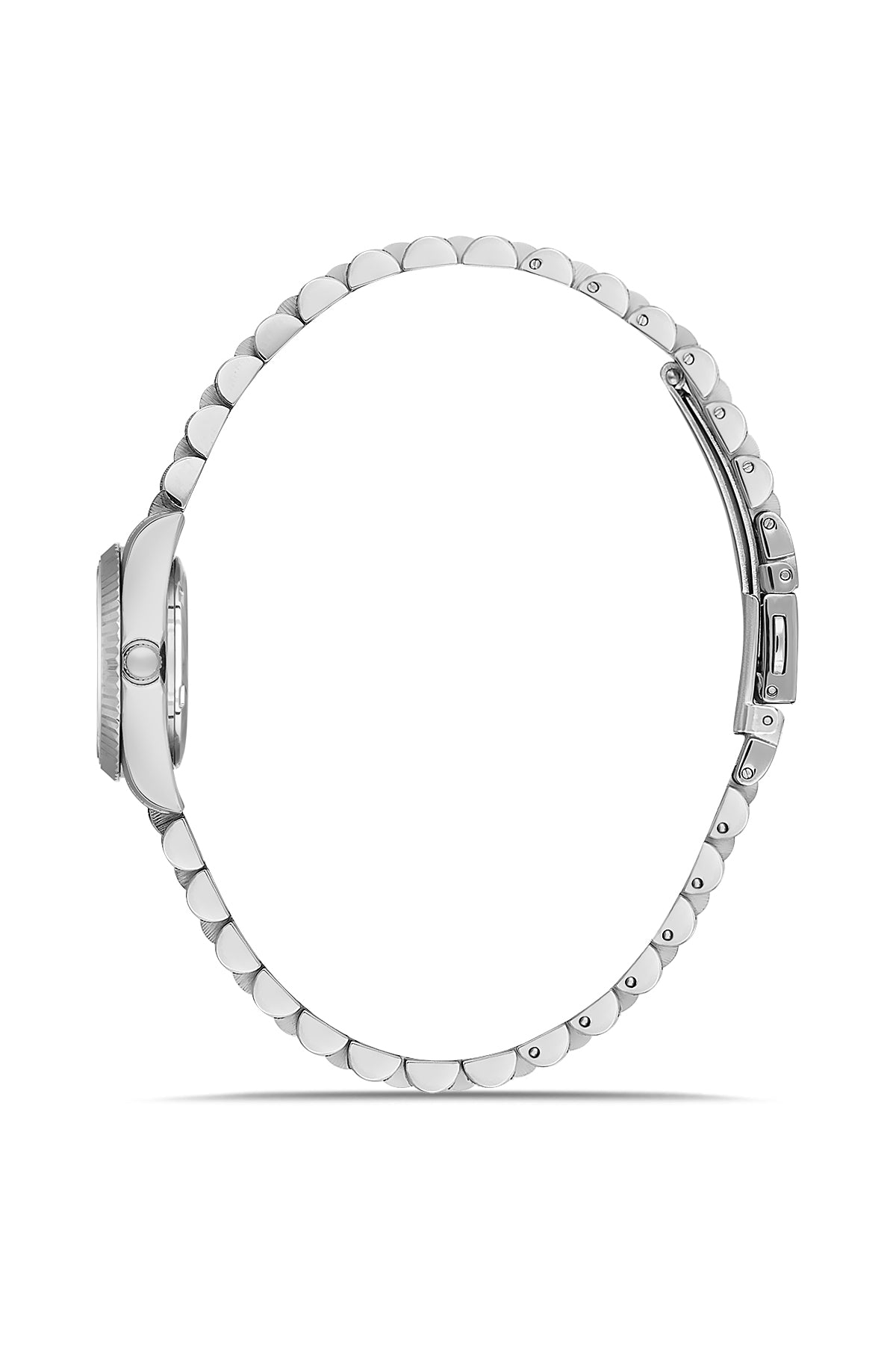 RMS Zeitmeister AG2117.113 women's watch with burgundy mother-of-pearl dial, silver-tone case and stainless steel bracelet – side view