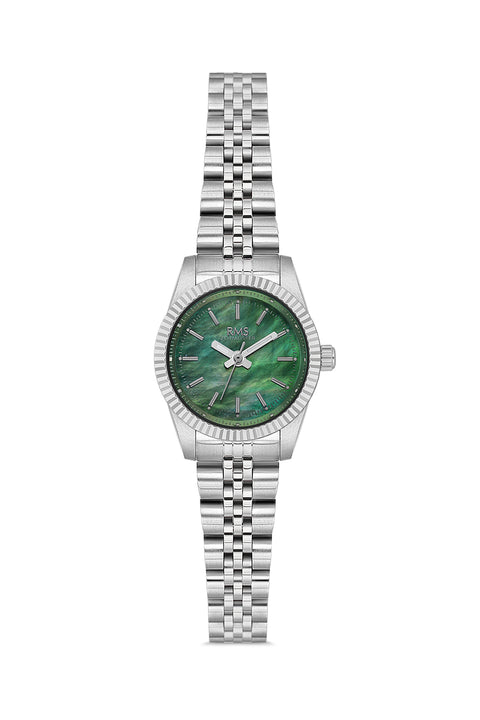 RMS Zeitmeister AG2117.19 women's watch with green mother-of-pearl dial, silver-tone case and stainless steel bracelet – front view