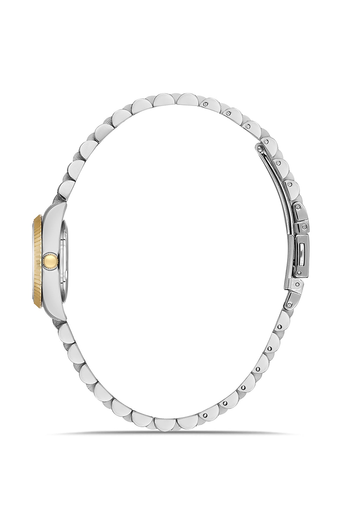 RMS Zeitmeister AG2117.40 women's watch with white mother-of-pearl dial, two-tone case and stainless steel bracelet – side view