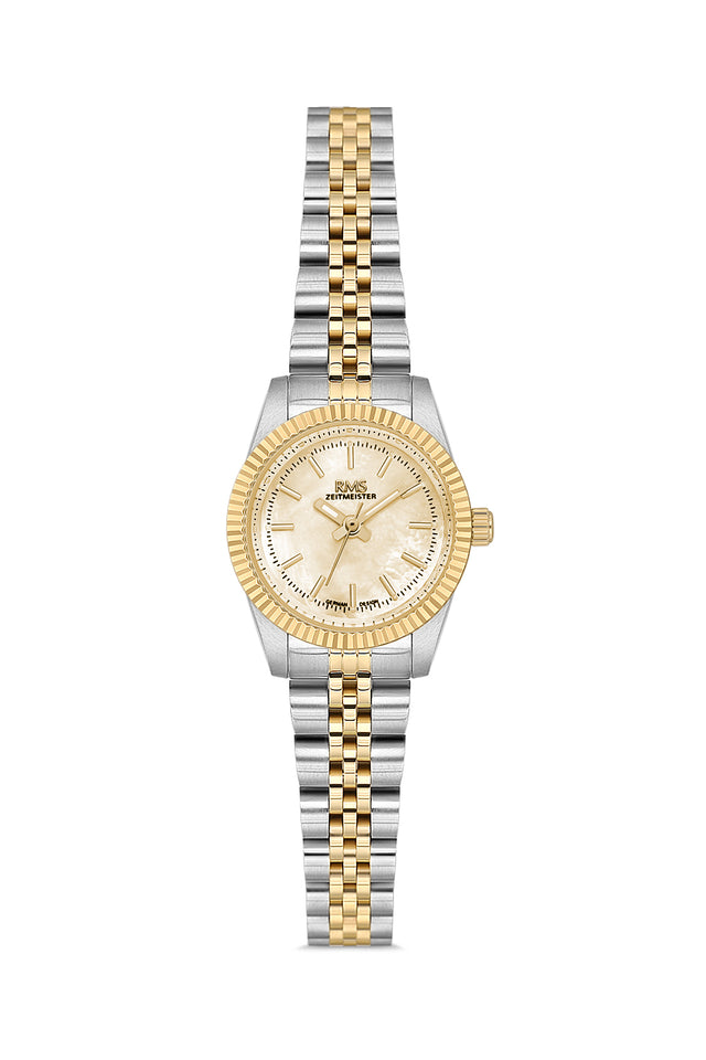 RMS Zeitmeister AG2117.45 women's watch with gold mother-of-pearl dial, two-tone case and stainless steel bracelet – front view