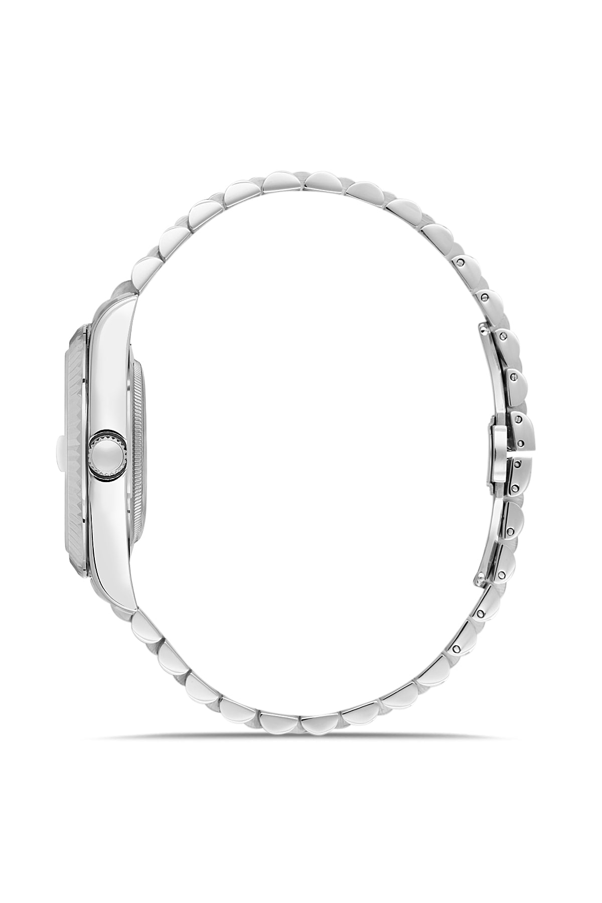 RMS Zeitmeister AG2147.14 men's watch with light blue dial, silver-tone case and stainless steel bracelet – side view