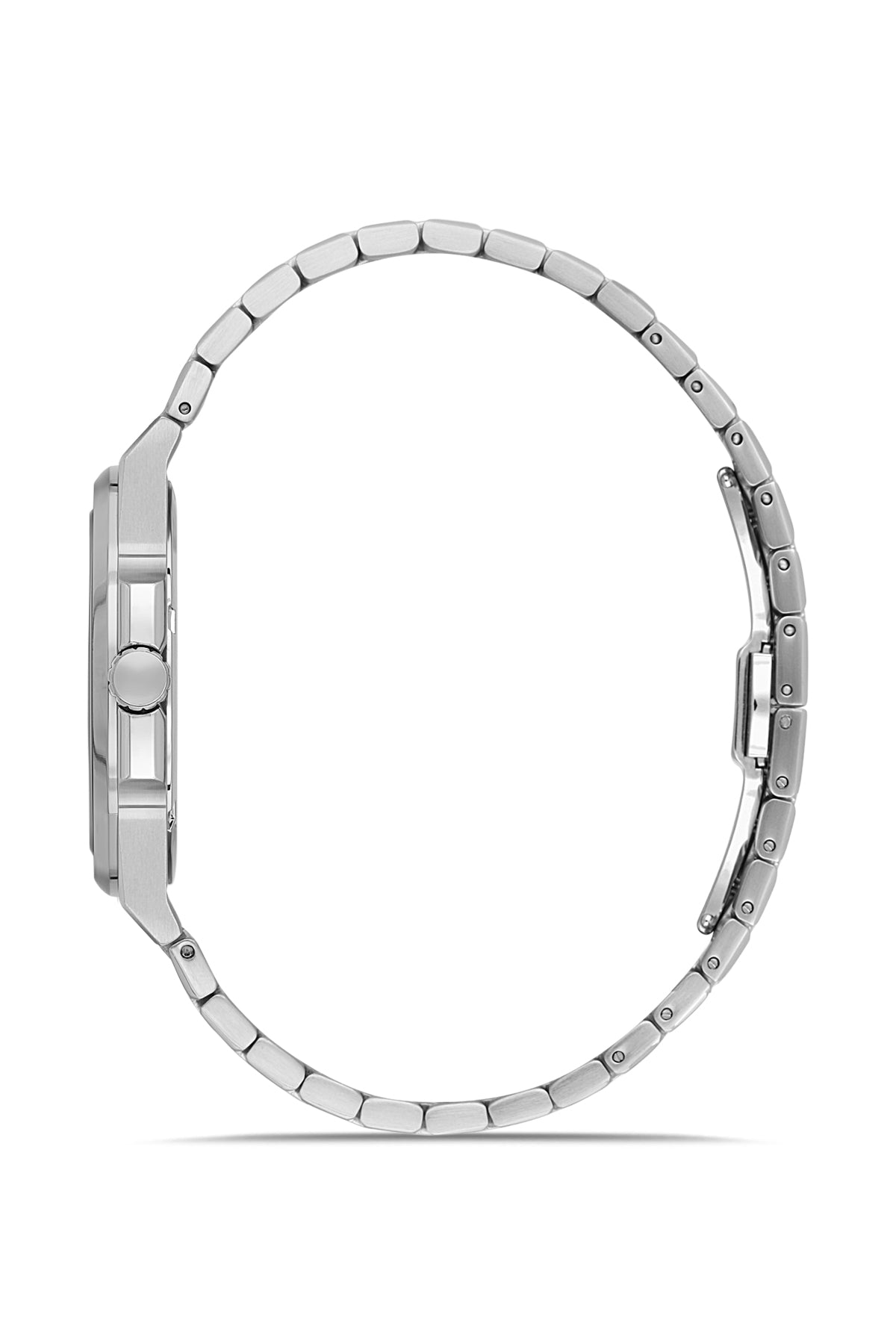 RMS Zeitmeister AG2156.10 men's watch with silver dial, silver-tone case and stainless steel bracelet – side view