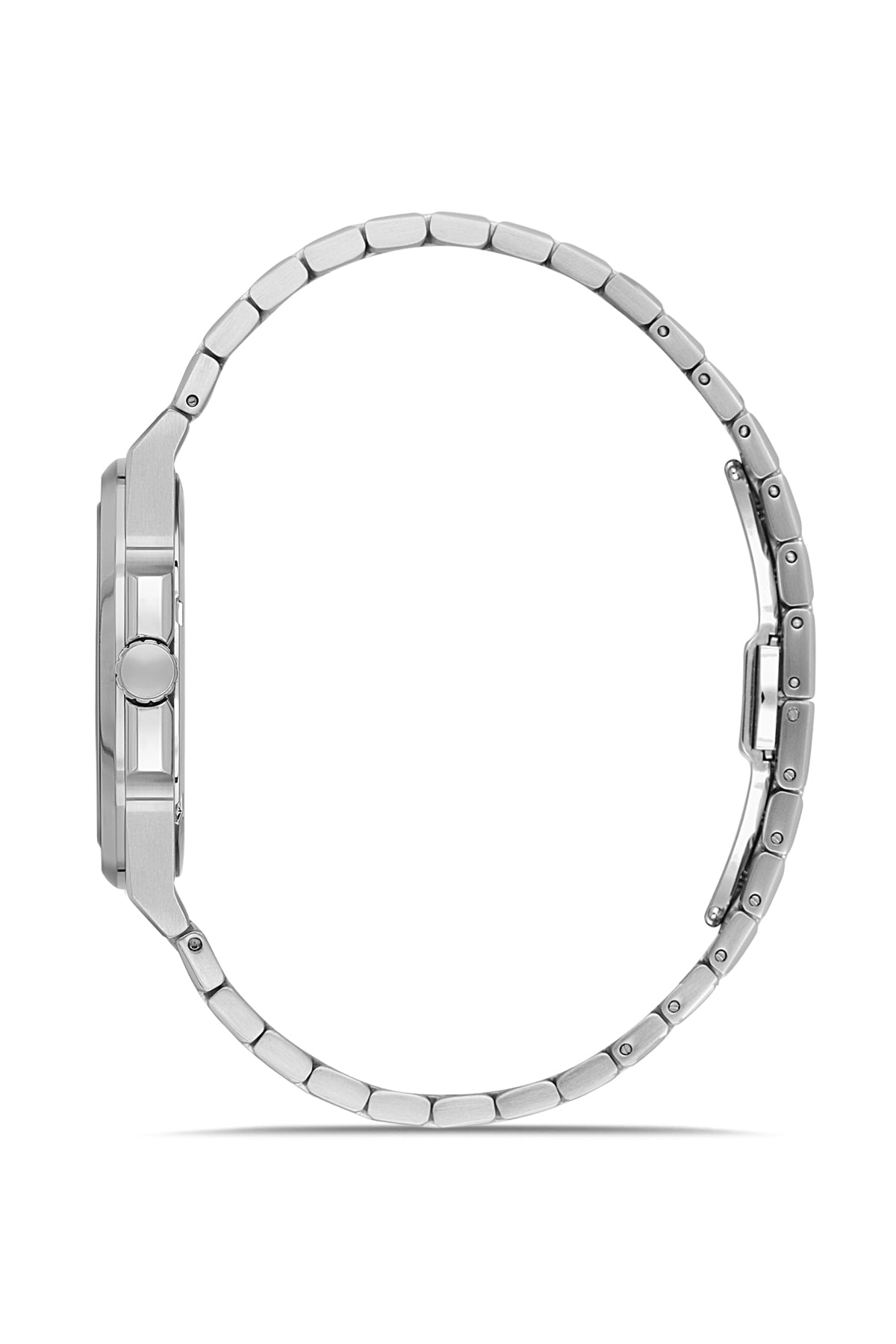 RMS Zeitmeister AG2156.14 men's watch with turquoise dial, silver-tone case and stainless steel bracelet – side view