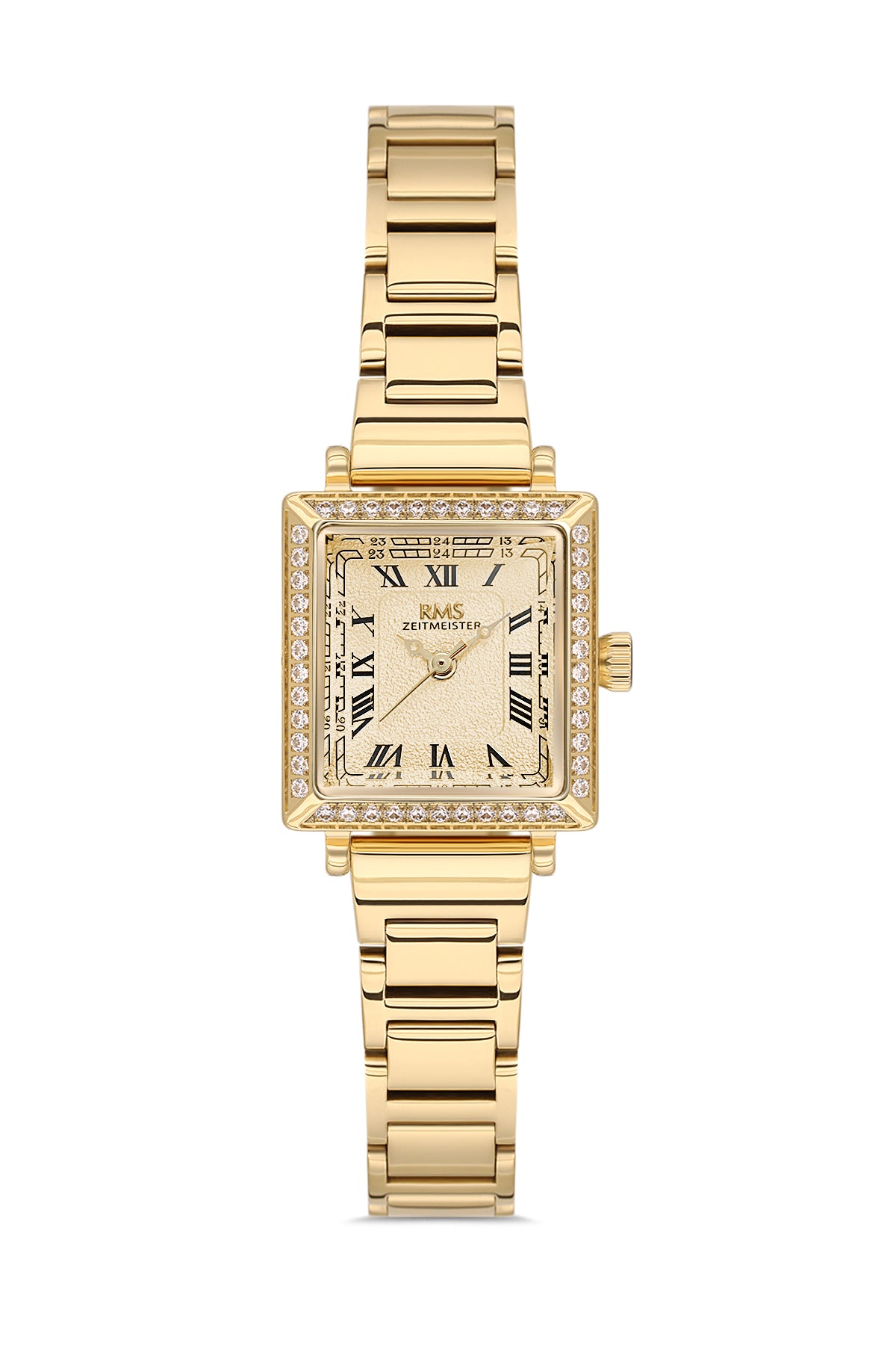 RMS Zeitmeister AG2167.25 women's watch with champagne dial, gold-tone case and stainless steel bracelet – front view