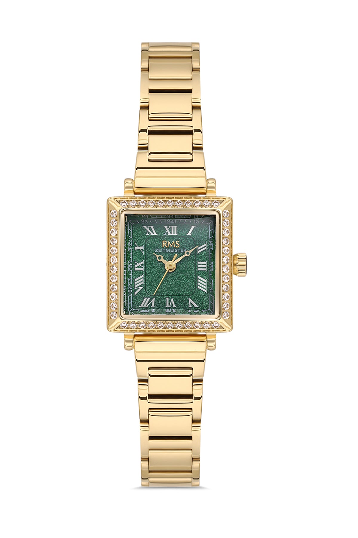 RMS Zeitmeister AG2167.29 women's watch with green dial, gold-tone case and stainless steel bracelet – front view