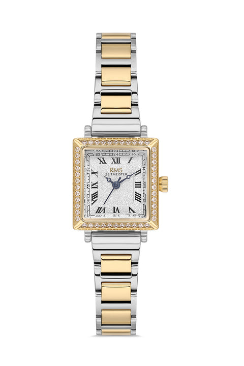 RMS Zeitmeister AG2167.40 women's watch with white dial, two-tone case and stainless steel bracelet – front view