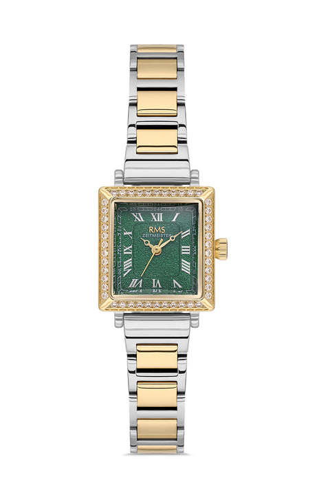 RMS Zeitmeister AG2167.49 women's watch with green dial, two-tone case and stainless steel bracelet – front view