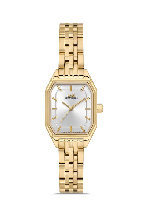 RMS Zeitmeister AG2170.20 women's watch with silver dial, gold-tone case and stainless steel bracelet – front view