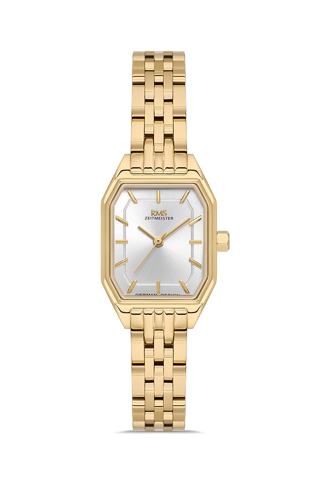 RMS Zeitmeister AG2170.20 women's watch with silver dial, gold-tone case and stainless steel bracelet – front view