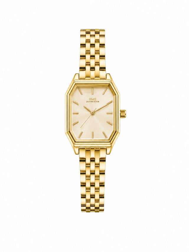 RMS Zeitmeister AG2170.25 women's watch with gold dial, gold-tone case and stainless steel bracelet – front view
