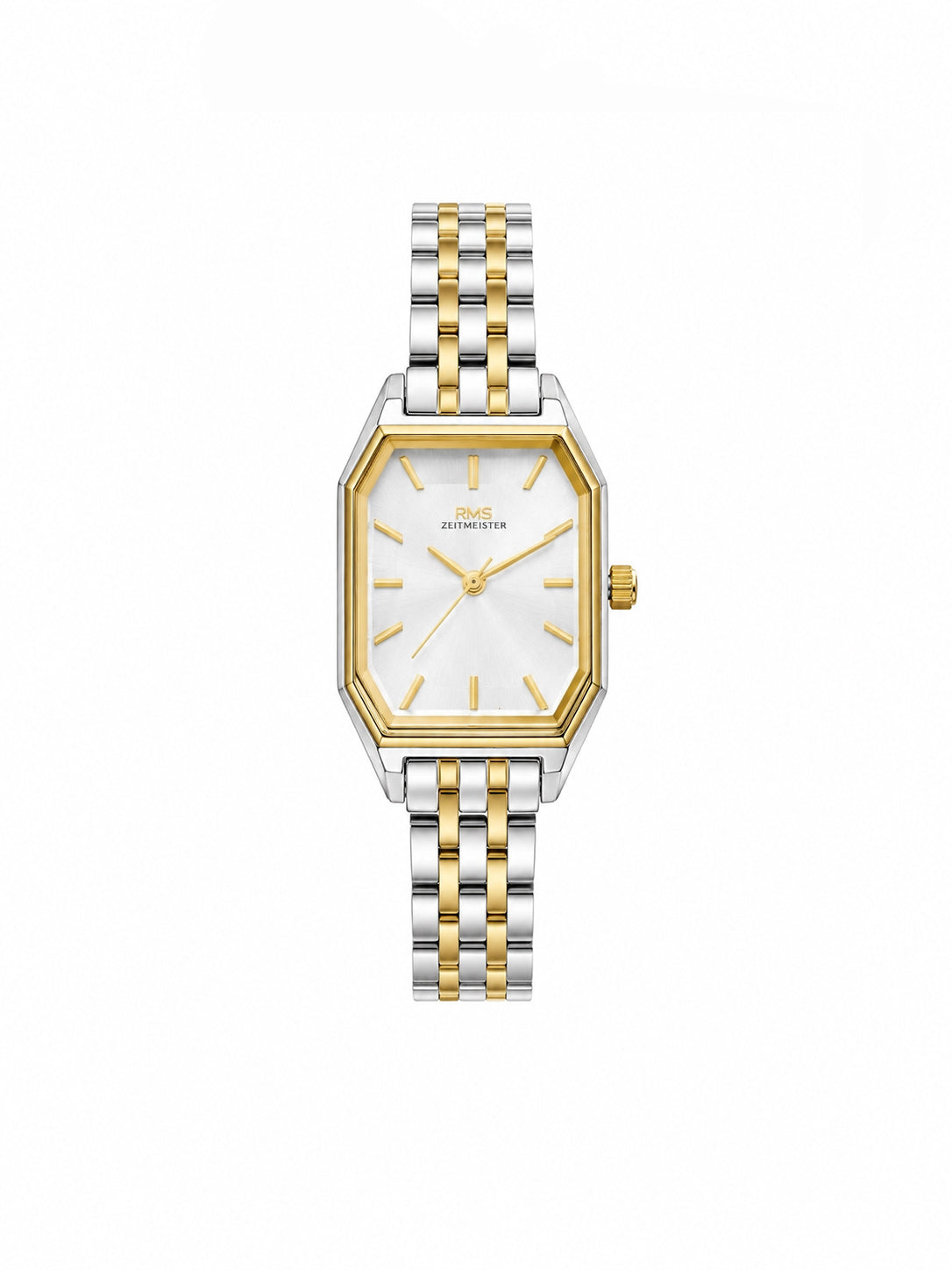 RMS Zeitmeister AG2170.40 women's watch with white dial, two-tone case and stainless steel bracelet – front view