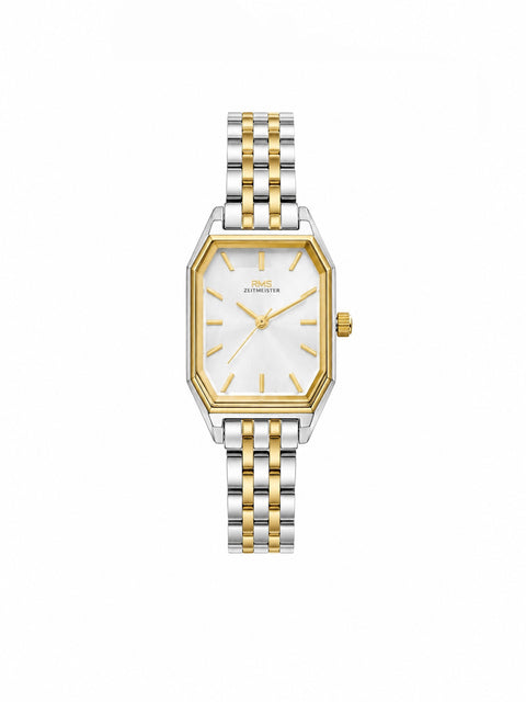 RMS Zeitmeister AG2170.40 women's watch with white dial, two-tone case and stainless steel bracelet – front view