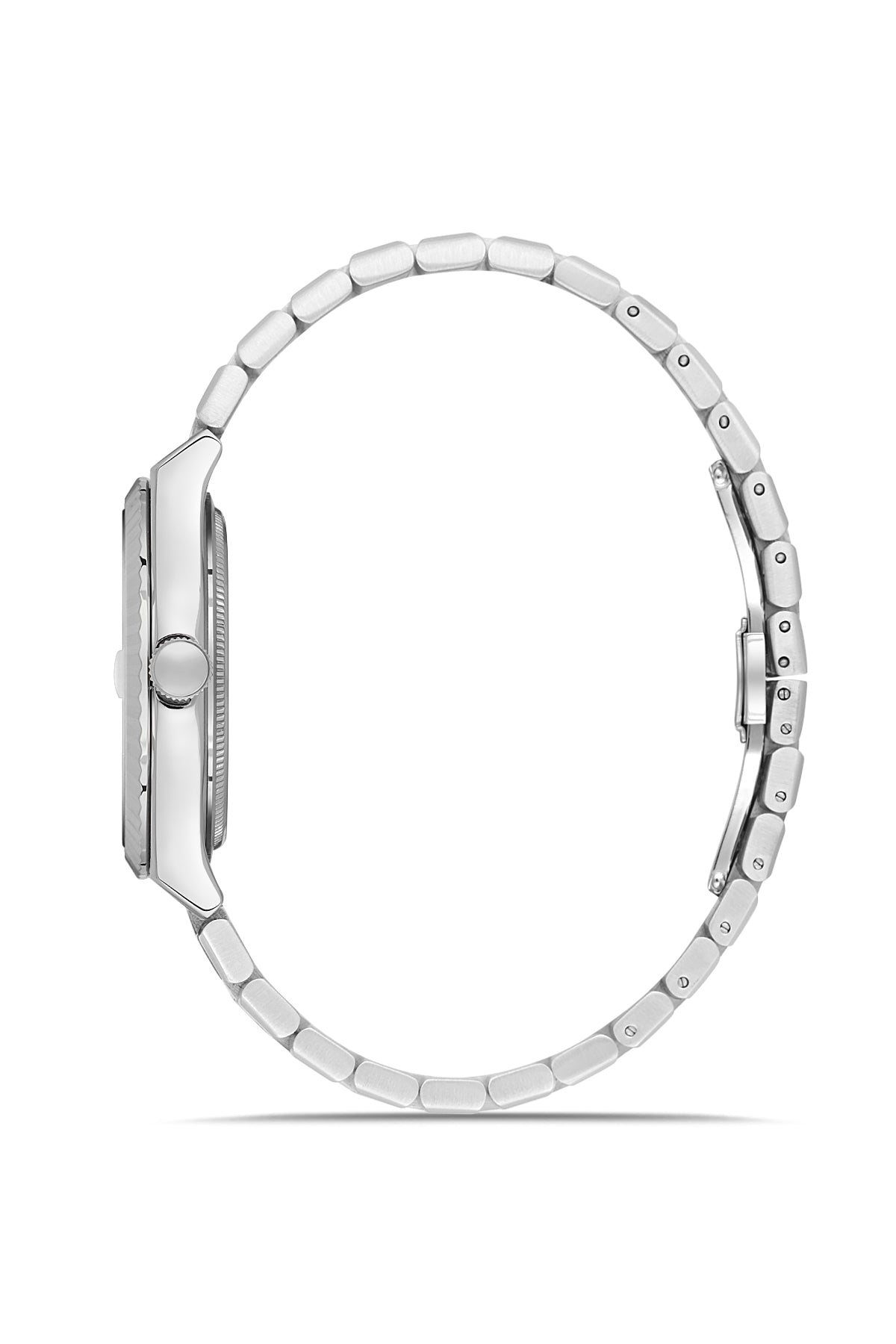 RMS Zeitmeister AG2173.10 men's watch with white dial, silver-tone case and stainless steel bracelet – side view