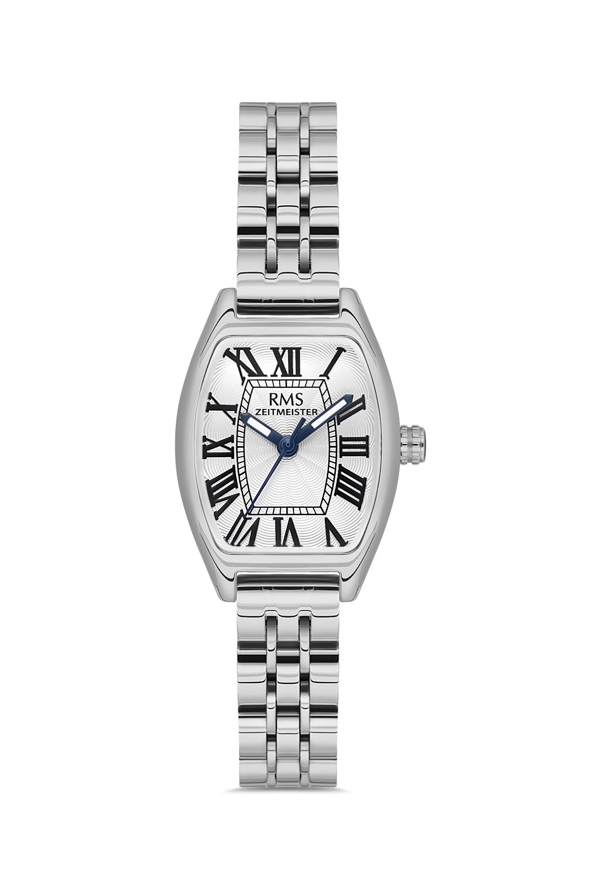 RMS Zeitmeister AG2177.10 women's watch with white dial, silver-tone case and stainless steel bracelet – front view