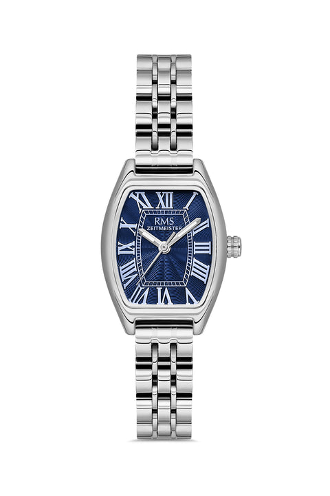 RMS Zeitmeister AG2177.13 women's watch with blue dial, silver-tone case and stainless steel bracelet – front view