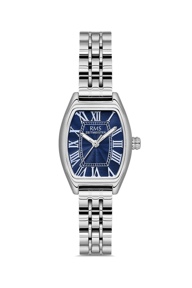 RMS Zeitmeister AG2177.13 women's watch with blue dial, silver-tone case and stainless steel bracelet – front view