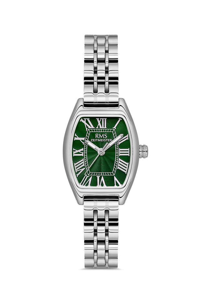 RMS Zeitmeister AG2177.19 women's watch with green dial, silver-tone case and stainless steel bracelet – front view