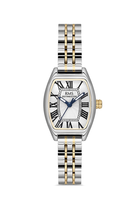 RMS Zeitmeister AG2177.40 women's watch with white dial, two-tone case and stainless steel bracelet – front view